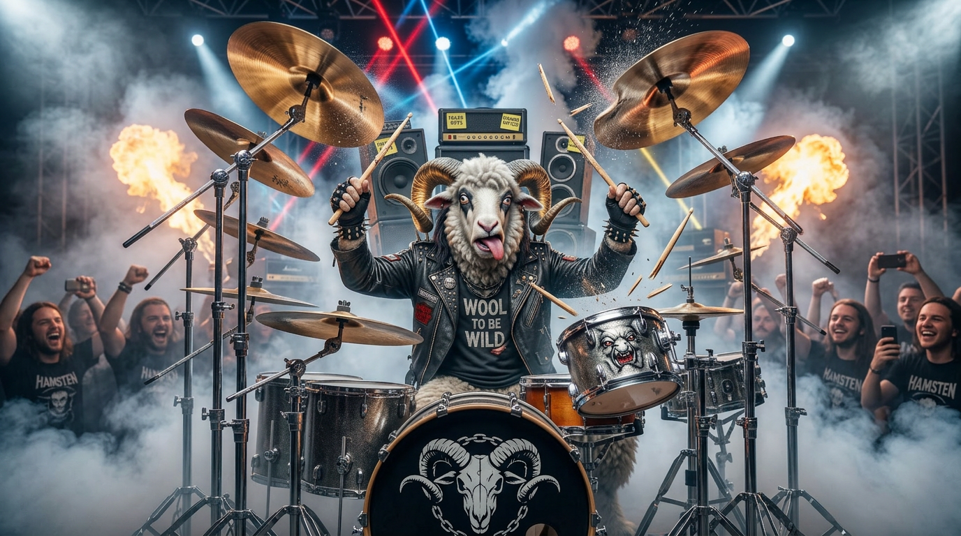 Baterista perde baqueta no meio do show e improvisa com a própria cabeça